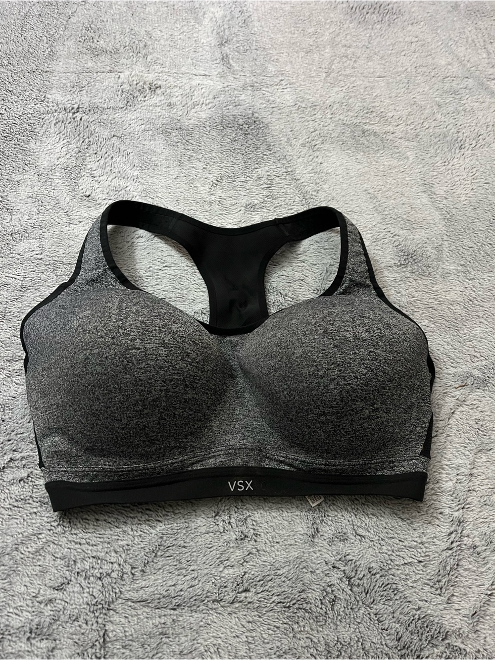 VSX Black/Grey Seamless Racerback Sports Bra size 36DDD Victoria’s Secret
